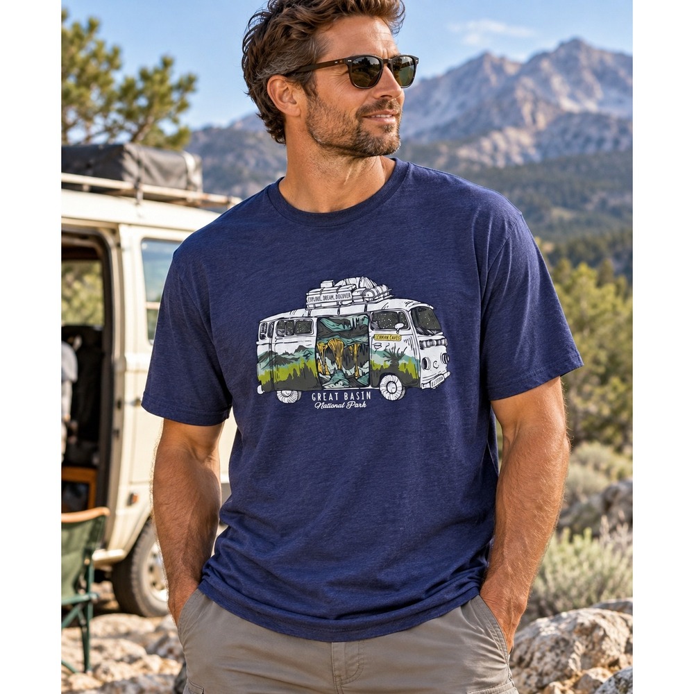 Wild Tribute Great Basin National Park Graphic T-Shirt Mens XXL Heather Navy